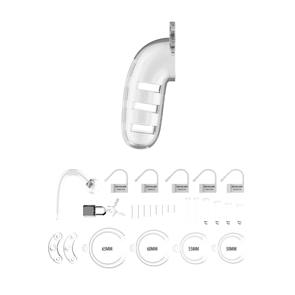 Man Cage 12 Male 5.5 Inch Clear Chastity Cage With Anal Plug > Bondage Gear > Male Chastity