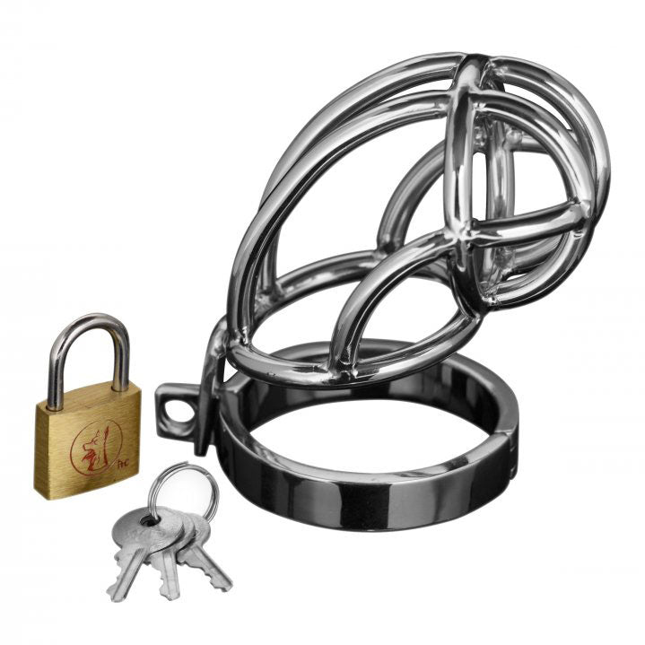 Master Series Captus Stainless Steel Locking Chastity Cage – Stainless Steel Chastity Cage > Bondage Gear > Male Chastity Main image