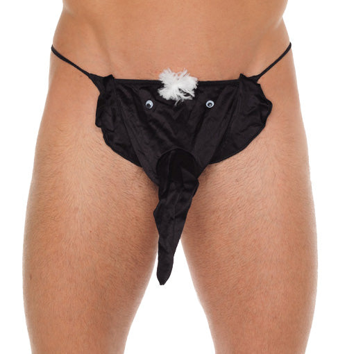 Mens Black GString With Elephant Animal Pouch Default Title Mens Costumes