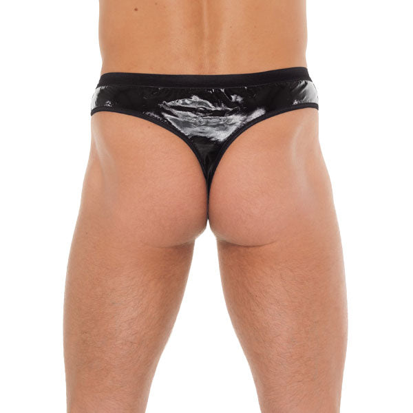 Mens Black GString With PVC Pouch Mens G-Strings