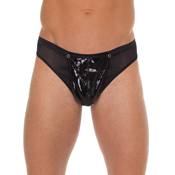 Mens Black GString With PVC Pouch Default Title Mens G-Strings