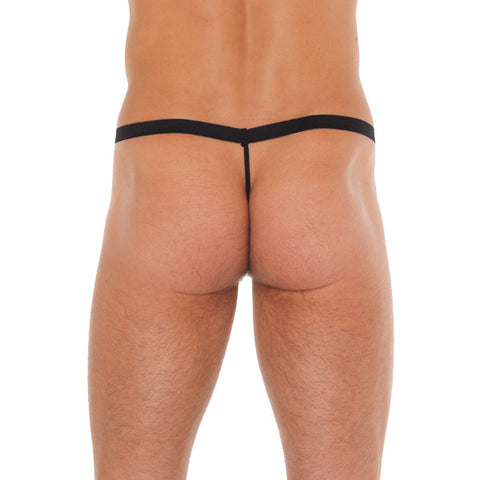 Mens Black GString With Pink Pouch Mens G-Strings