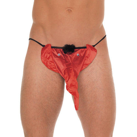 Mens Black GString With Red Elephant Animal Pouch Default Title Mens Costumes