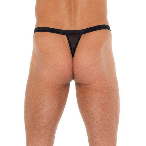 Mens Black GString With Red Pouch Mens G-Strings