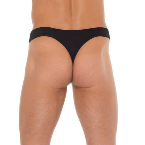 Mens Black GString With Zipper On Pouch Mens G-Strings