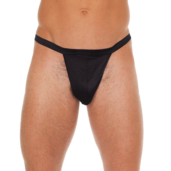 Mens Black Straight GString With Black Pouch Default Title Mens G-Strings