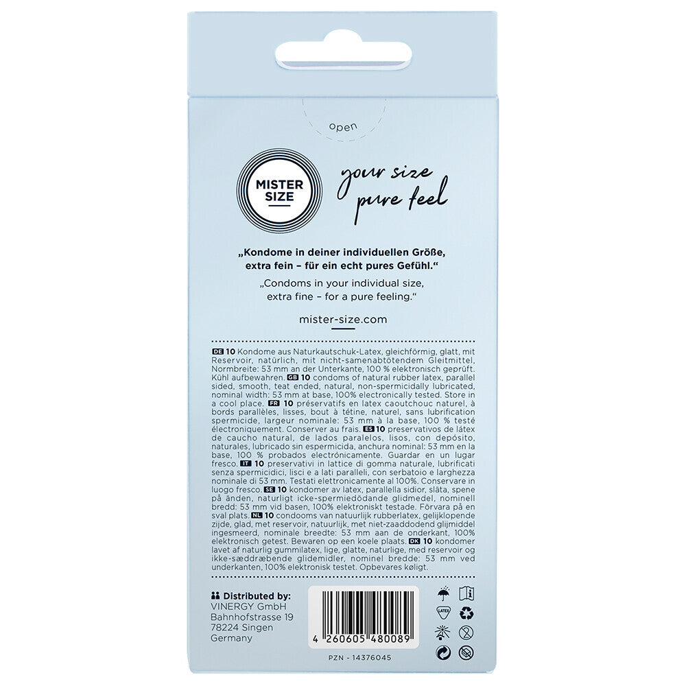 Mister Size 53mm Your Size Pure Feel Condoms 10 Pack > Condoms > Natural and Regular