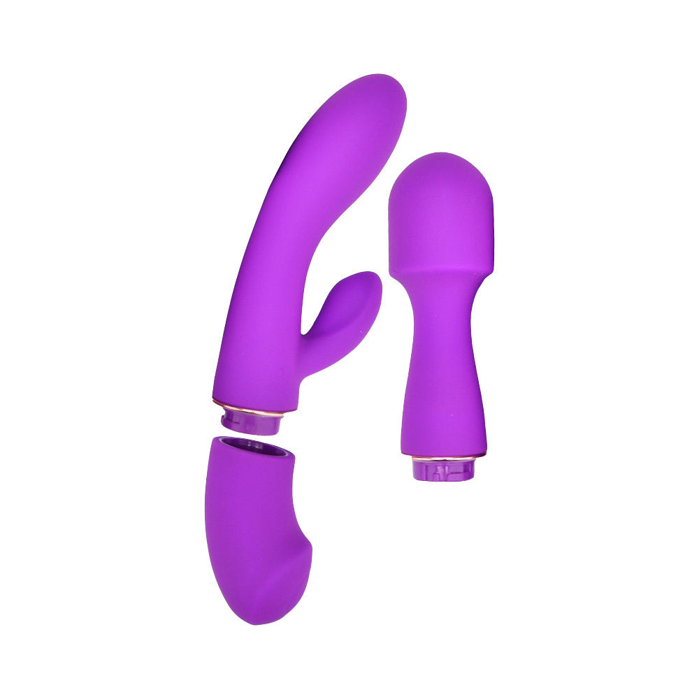 Loving Joy Dua Interchangeable Vibrator with Two Attachments – Powerful Rabbit and Wand Vibrator VIBRATORS