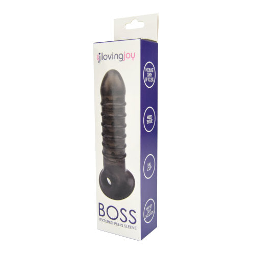 Loving Joy Boss Textured (Black) – Ribbed Penis Sleeve with Ball Loop SLEEVES
