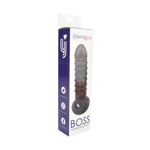 Loving Joy Boss Textured (Black) – Ribbed Penis Sleeve with Ball Loop SLEEVES