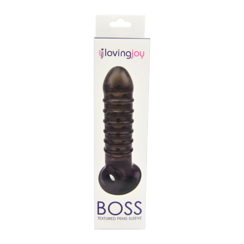 Loving Joy Boss Textured (Black) – Ribbed Penis Sleeve with Ball Loop SLEEVES