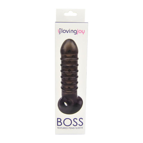 Loving Joy Boss Textured (Black) – Ribbed Penis Sleeve with Ball Loop SLEEVES