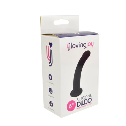 Loving Joy Curved 5 Inch Silicone Dildo with Suction Cup – Slimline Hypoallergenic Silicone Dildo Dongs Neutral