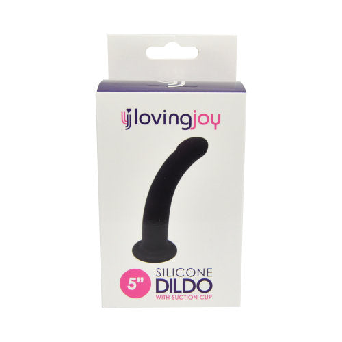 Loving Joy Curved 5 Inch Silicone Dildo with Suction Cup – Slimline Hypoallergenic Silicone Dildo Dongs Neutral