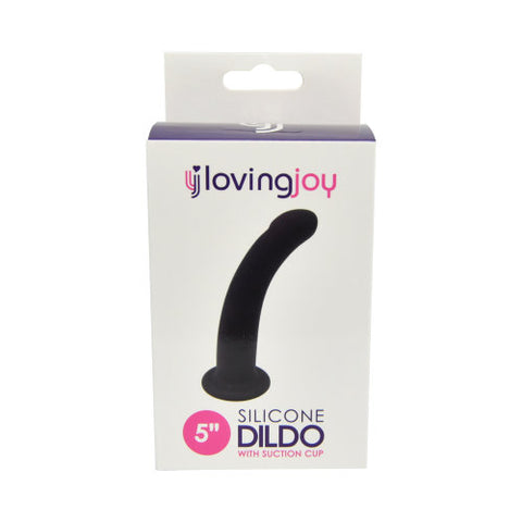 Loving Joy Curved 5 Inch Silicone Dildo with Suction Cup – Slimline Hypoallergenic Silicone Dildo Dongs Neutral