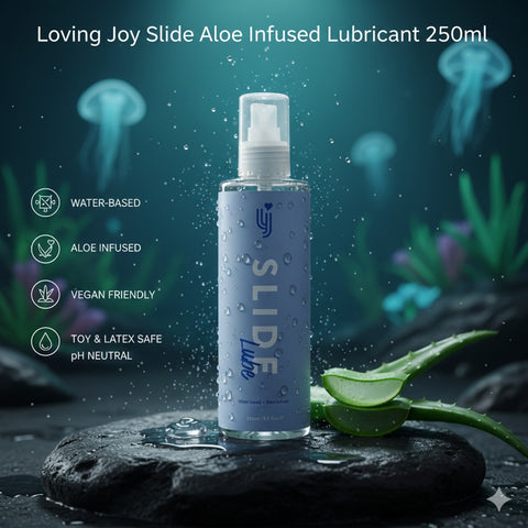 Loving Joy Slide (250ml) Aloe Infused Water-Based Lubricant – Vegan Friendly Intimate Lubricant Water Based Lube