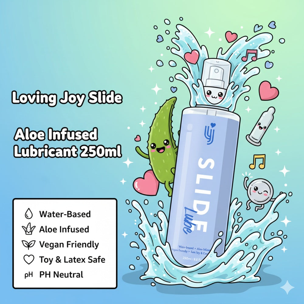 Loving Joy Slide (250ml) Aloe Infused Water-Based Lubricant – Vegan Friendly Intimate Lubricant Water Based Lube