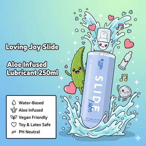 Loving Joy Slide (250ml) Aloe Infused Water-Based Lubricant – Vegan Friendly Intimate Lubricant Water Based Lube