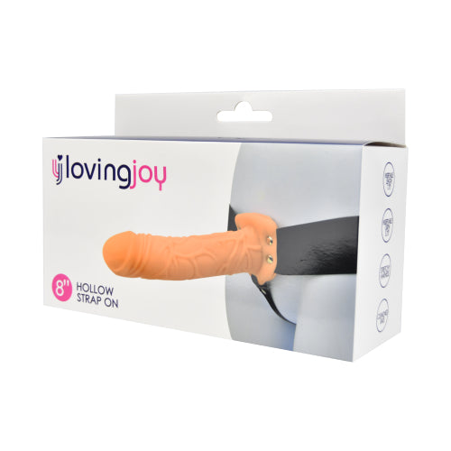 Loving Joy 8 Inch Hollow Vanilla Strap-On – Textured Hollow Dildo Strap-On Strap-ons Hollow