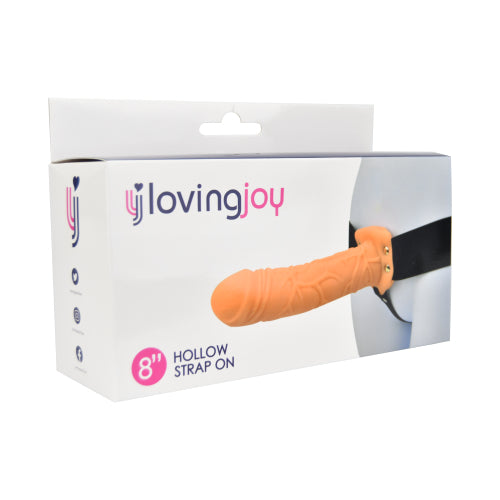 Loving Joy 8 Inch Hollow Vanilla Strap-On – Textured Hollow Dildo Strap-On Strap-ons Hollow