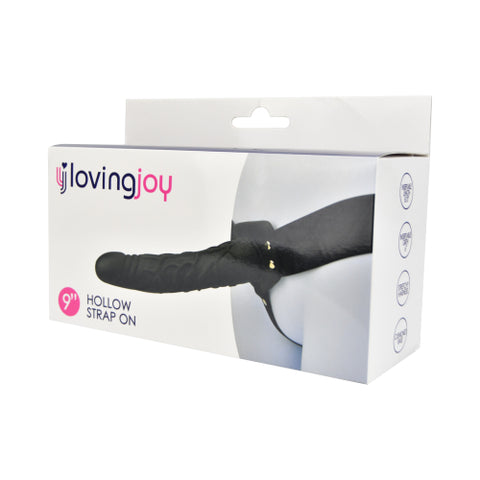 Loving Joy 9 Inch Hollow Strap-On (Black) – Hollow Dildo Strap-On Strap-ons Hollow
