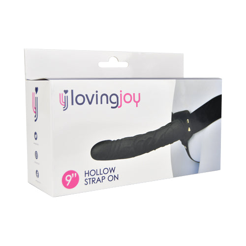 Loving Joy 9 Inch Hollow Strap-On (Black) – Hollow Dildo Strap-On > Dildos > Hollow Strap Ons