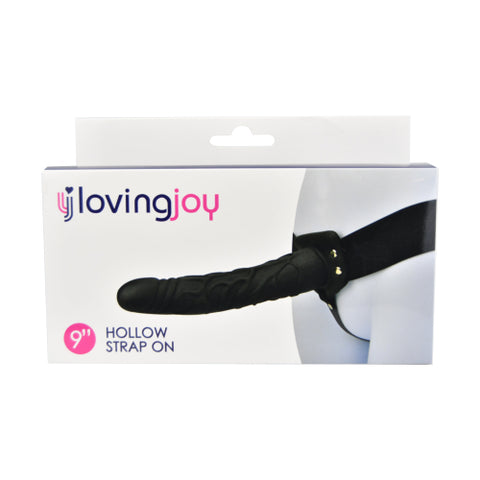 Loving Joy 9 Inch Hollow Strap-On (Black) – Hollow Dildo Strap-On Strap-ons Hollow