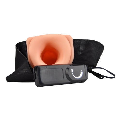 Loving Joy 8 Inch Vibrating Hollow Strap-On Vanilla – Remote-Controlled Strap-On Dildo > Dildos > Hollow Strap Ons