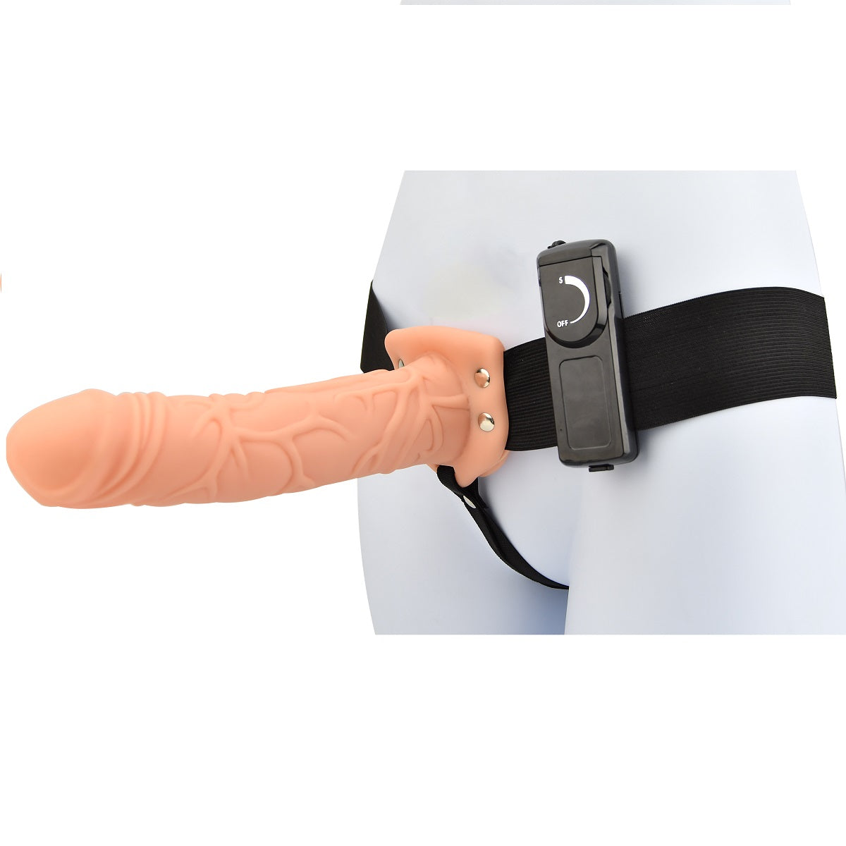 Loving Joy 8 Inch Vibrating Hollow Strap-On Vanilla – Remote-Controlled Strap-On Dildo Default Title > Dildos > Hollow Strap Ons