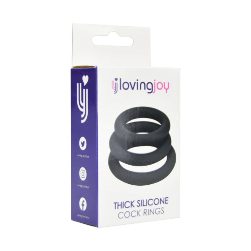 Loving Joy Thick Silicone Cock Rings 3 Pack (Grey) – Stretchy Comfortable Cock Rings > Cock Ring > Sets