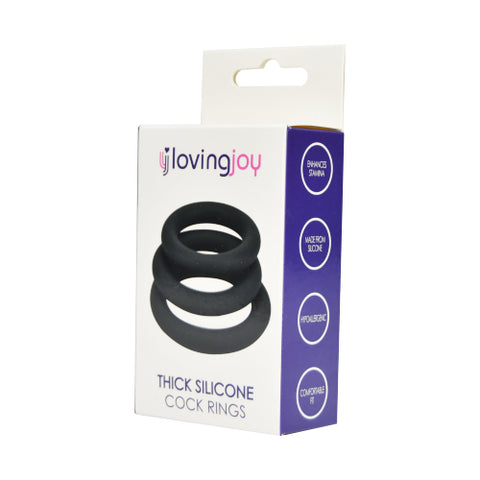 Loving Joy Thick Silicone Cock Rings 3 Pack (Grey) – Stretchy Comfortable Cock Rings COCK RING Set