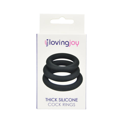 Loving Joy Thick Silicone Cock Rings 3 Pack (Grey) – Stretchy Comfortable Cock Rings > Cock Ring > Sets