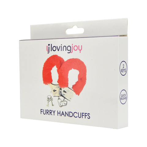 Loving Joy Furry Handcuffs (Red) – Fluffy Handcuffs > Bondage Gear > Handcuffs