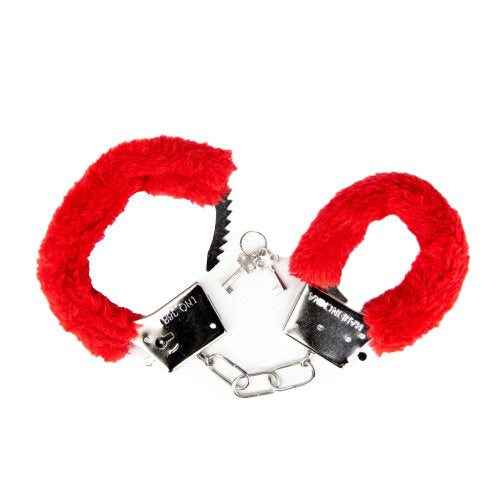 Loving Joy Furry Handcuffs (Red) – Fluffy Handcuffs Secondary image