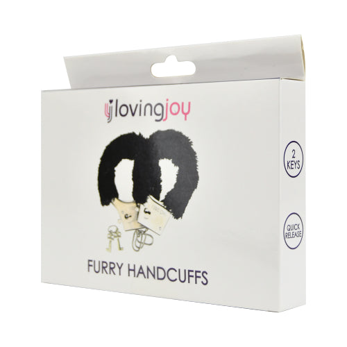 Loving Joy Furry Handcuffs (Black) – Fluffy Restraint Accessory > Bondage Gear > Handcuffs