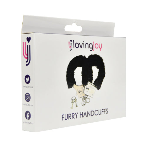 Loving Joy Furry Handcuffs (Black) – Fluffy Restraint Accessory > Bondage Gear > Handcuffs