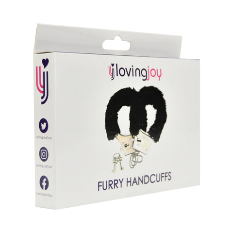 Loving Joy Furry Handcuffs (Black) – Fluffy Restraint Accessory > Bondage Gear > Handcuffs
