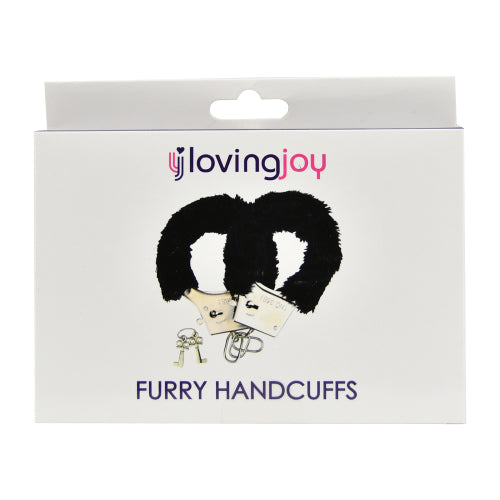 Loving Joy Furry Handcuffs (Black) – Fluffy Restraint Accessory Secondary image