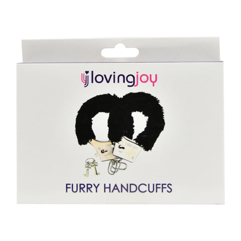 Loving Joy Furry Handcuffs (Black) – Fluffy Restraint Accessory > Bondage Gear > Handcuffs