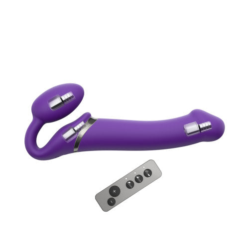 Strap On Me Vibrating Bendable Strap-On – Rechargeable Silicone Strap-On with Remote Control Purple M > Dildos > Strap On Dildos