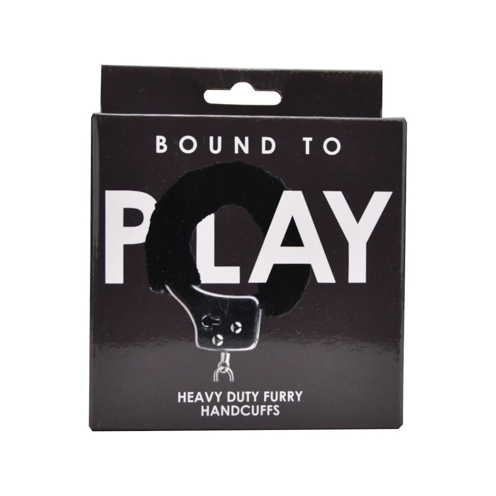 Bound to Play Heavy Duty Furry Handcuffs (Black) – Adjustable Role-Play Handcuffs > Bondage Gear > Handcuffs