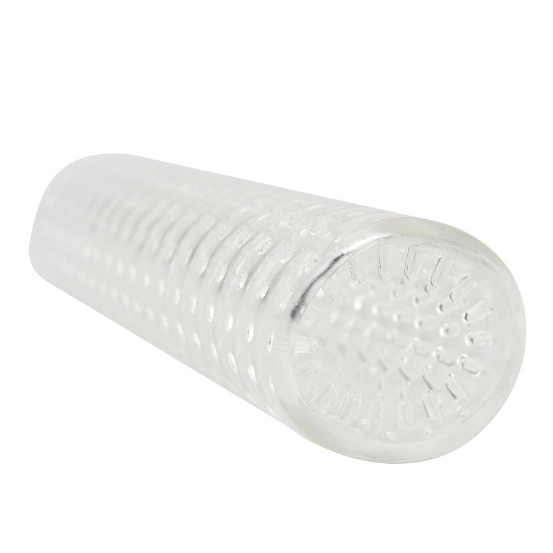 Rev-Sleeves Textured Stroker – Clear Stretchy Male Masturbator Strokers - Manual