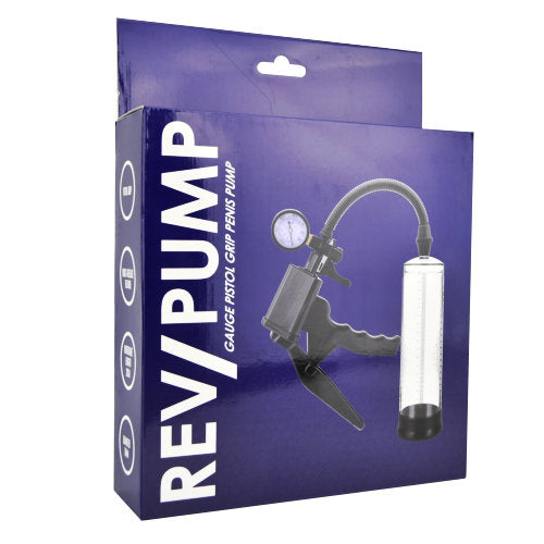 Rev-Pump Gauge Pistol Grip Penis Pump 22cm Length 7cm Diameter – Clear Tube Pressure Gauge Penis Pump > Pumps > Penis Pumps Performance