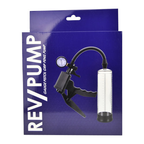 Rev-Pump Gauge Pistol Grip Penis Pump 22cm Length 7cm Diameter – Clear Tube Pressure Gauge Penis Pump > Pumps > Penis Pumps Performance