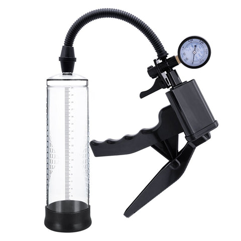 Rev-Pump Gauge Pistol Grip Penis Pump 22cm Length 7cm Diameter – Clear Tube Pressure Gauge Penis Pump Default Title Pumps - Performance