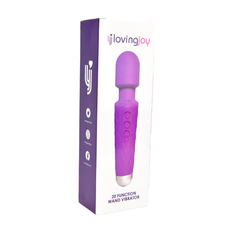 Loving Joy 20 Function Wand Vibrator (Purple) – Waterproof Rechargeable Wand Vibrator 8 Inches > Sex Toys > Massage Wands