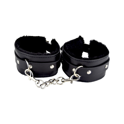 Bound to Please Furry Plush Wrist Cuffs (Black) – Plush Wrist Cuffs Default Title Restraints