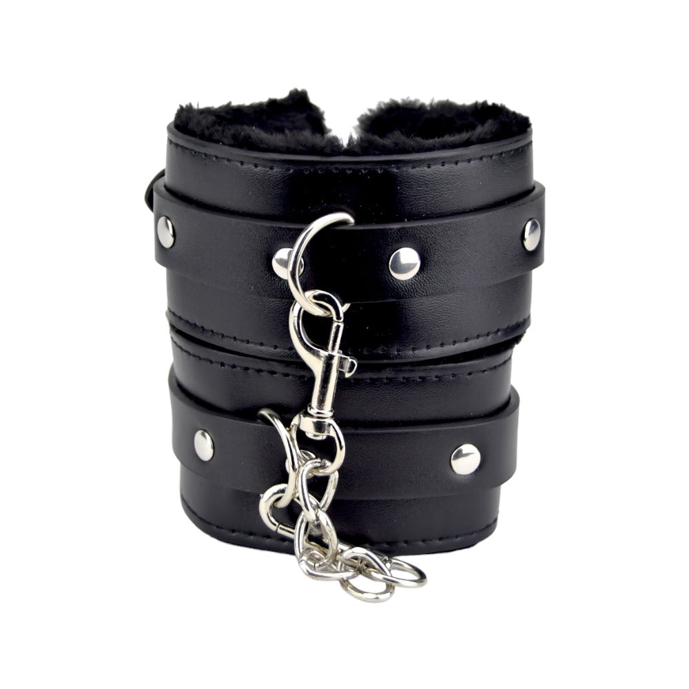 Bound to Please Furry Plush Wrist Cuffs (Black) – Plush Wrist Cuffs Restraints