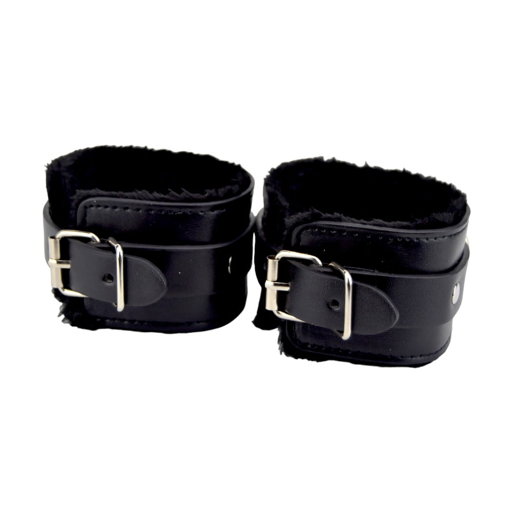 Bound to Please Furry Plush Wrist Cuffs (Black) – Plush Wrist Cuffs Restraints
