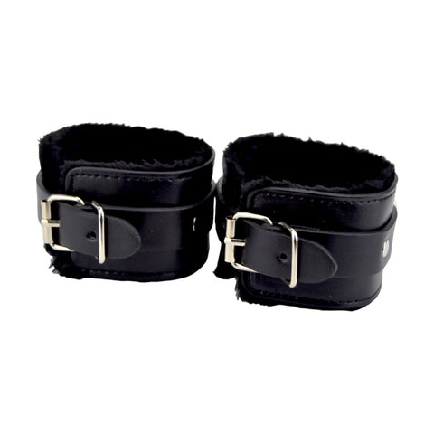 Bound to Please Furry Plush Wrist Cuffs (Black) – Plush Wrist Cuffs Restraints